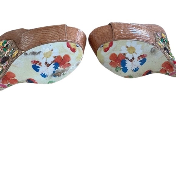 Ziginy Leather Wedges Muster Color Rock Floral Platform Bright Jeweled, Size 6 - Picture 15 of 16